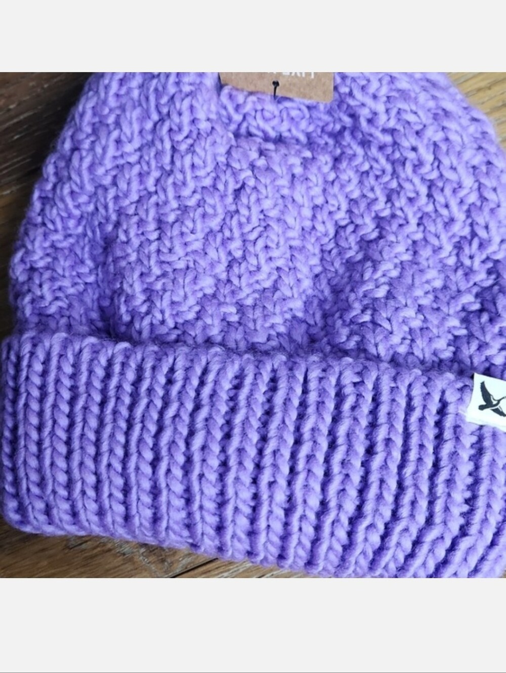 NWT Eddie Bauer Cabin Faux Fur Pom Beanie Deep Lilac Purple - Picture 2 of 10